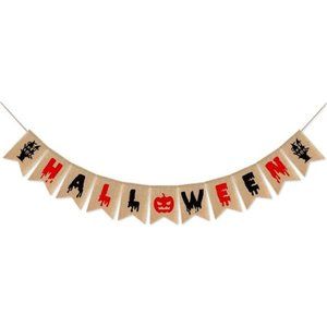 Halloween Burlap Banner, Halloween Banner Halloween Bunting Garland Vintage
